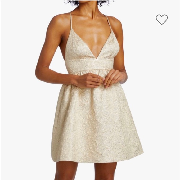 Alice + Olivia Foley Curved Waist Party Dress in Gold - Picture 4 of 11